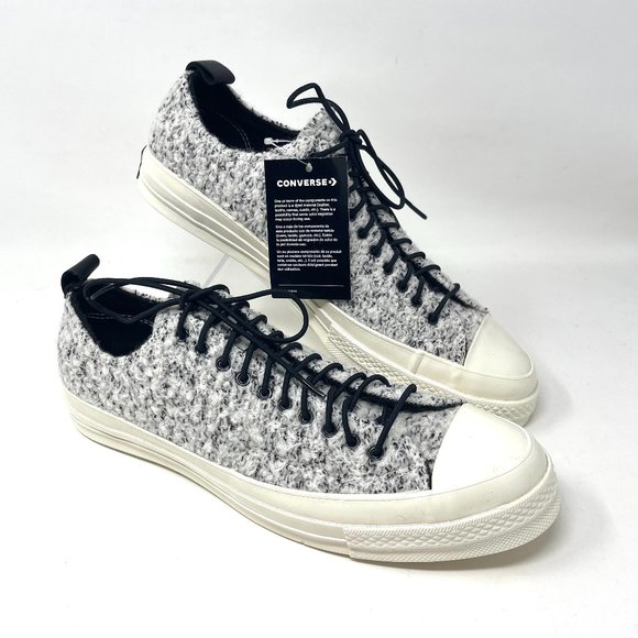 Converse Other - Converse CHUCK 70 OX White Black Egret Faux Fur Low Top Men's Size 166254C